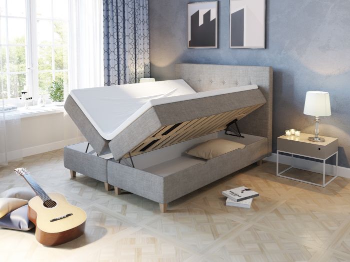Comfort seng med oppbevaring 160x200 - beige