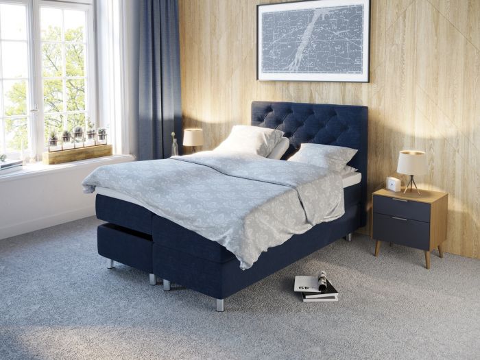 Comfort regulerbar seng 140x200 - mørk blå