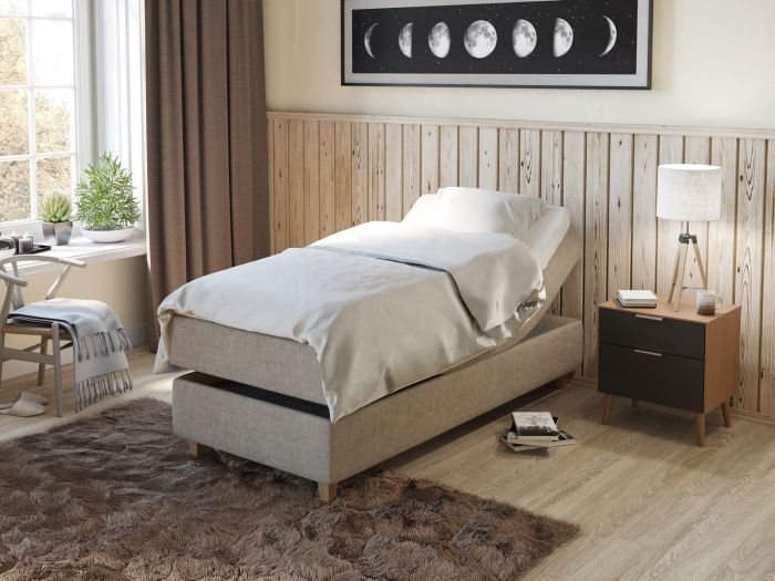 Comfort regulerbar seng 90x200 - beige