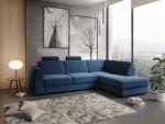 Risør 25A sofa med sjeselong - Blå velour (Velvet 14)
