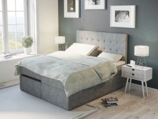 Premium regulerbar seng 180x200 - lys grå